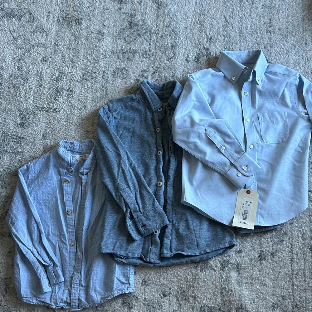 Set of Three Blue Button-Up Shirts